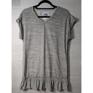 MUK LUKS Gray Beach Coverup Sleepwear Top M Ruffle Hem V-Neck Lounge RESORT Wear